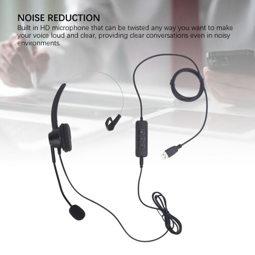 Cuffie cablate monaurali USB-A a USB-C con jack da 3,5 mm nere 2
