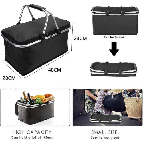 (Red) Foldable Picnic Basket Insulated Picnic Basket 1