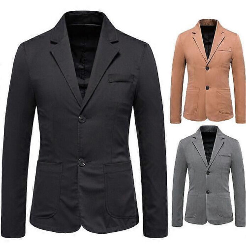 (XL,Dark Grey)Men's Suit Jacket Slim Sports Solid Color Suit Jacket 1