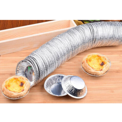 Minkissy250PCS Ταψιά για Μάφιν από Αλουμινόχαρτο Ασημί για Πάρτι Επετείου 2