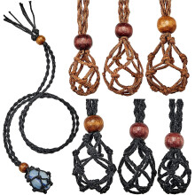 6-Pc Adjustable Necklace Cord Holder for DIY Jewelry Making – Compatible with Quartz & Crystal Stones (Black/Brown)