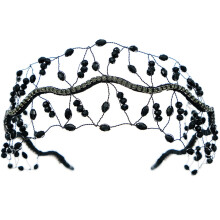 Sparkling Rhinestones Crowns Headpiece Handmade Headdress Beads Hair Net for Women's Event