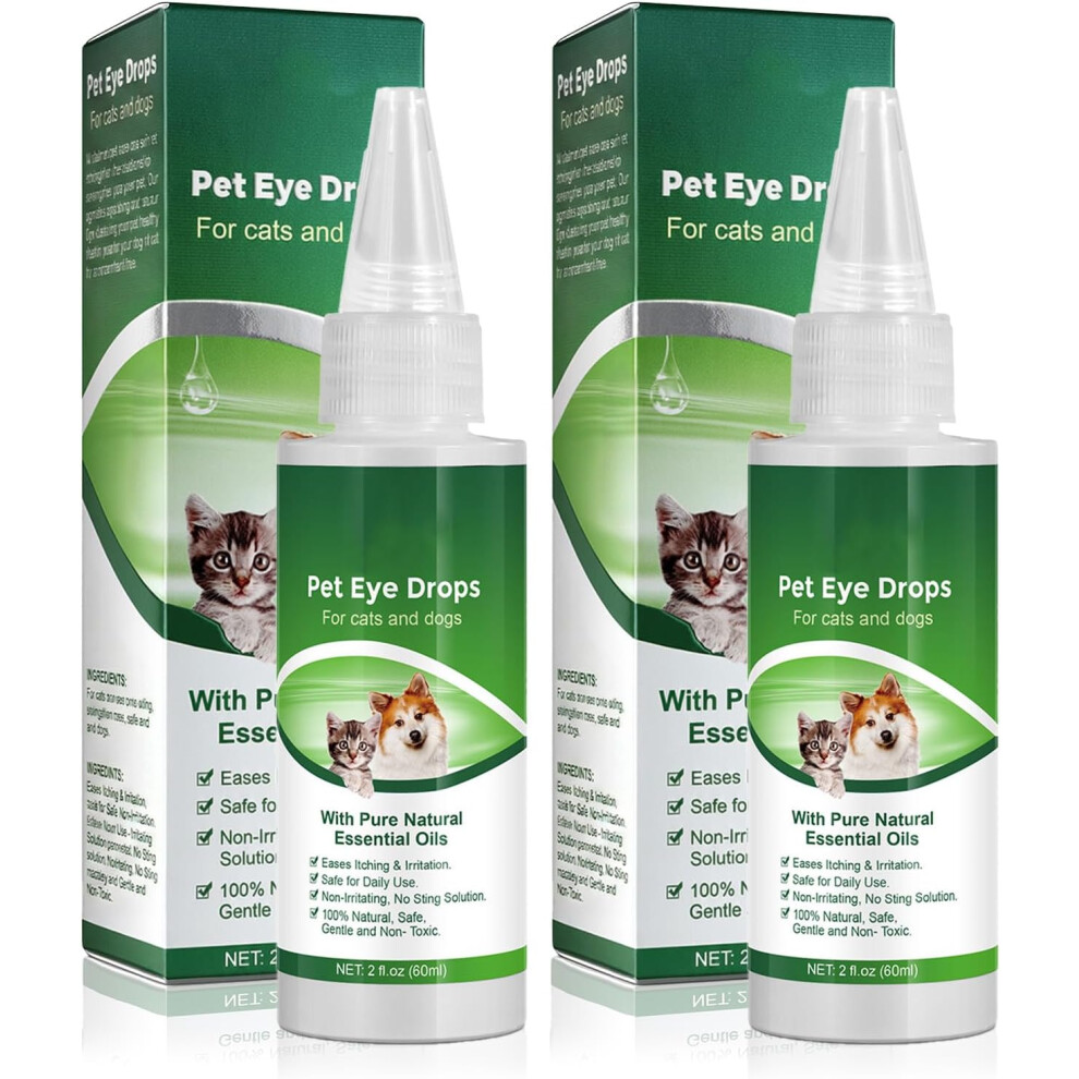 Gogerstar 2Pcs Dog Eye Drops 60Ml, Pet Eye Drops For Dog And Cat Infection, Dry, Itchy, Irritated, Tear Stain Eyes