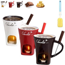 Tasse à fondue au chocolat en céramique avec fourchettes – 130 ml
