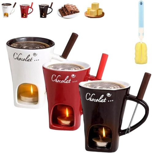 Κούπα Σοκολάτας Fondue με Πιρούνια και Κερί 1 Τεμάχιο