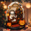 Ακρυλικό κρεμαστό στολίδι για το Halloween με θέμα "Φάντασμα και κολοκύθα" 1