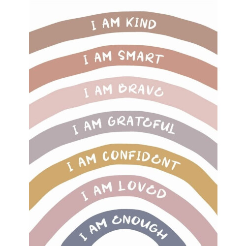 Regnbue-affirmationsplakat – Inspirerende væg til børn
