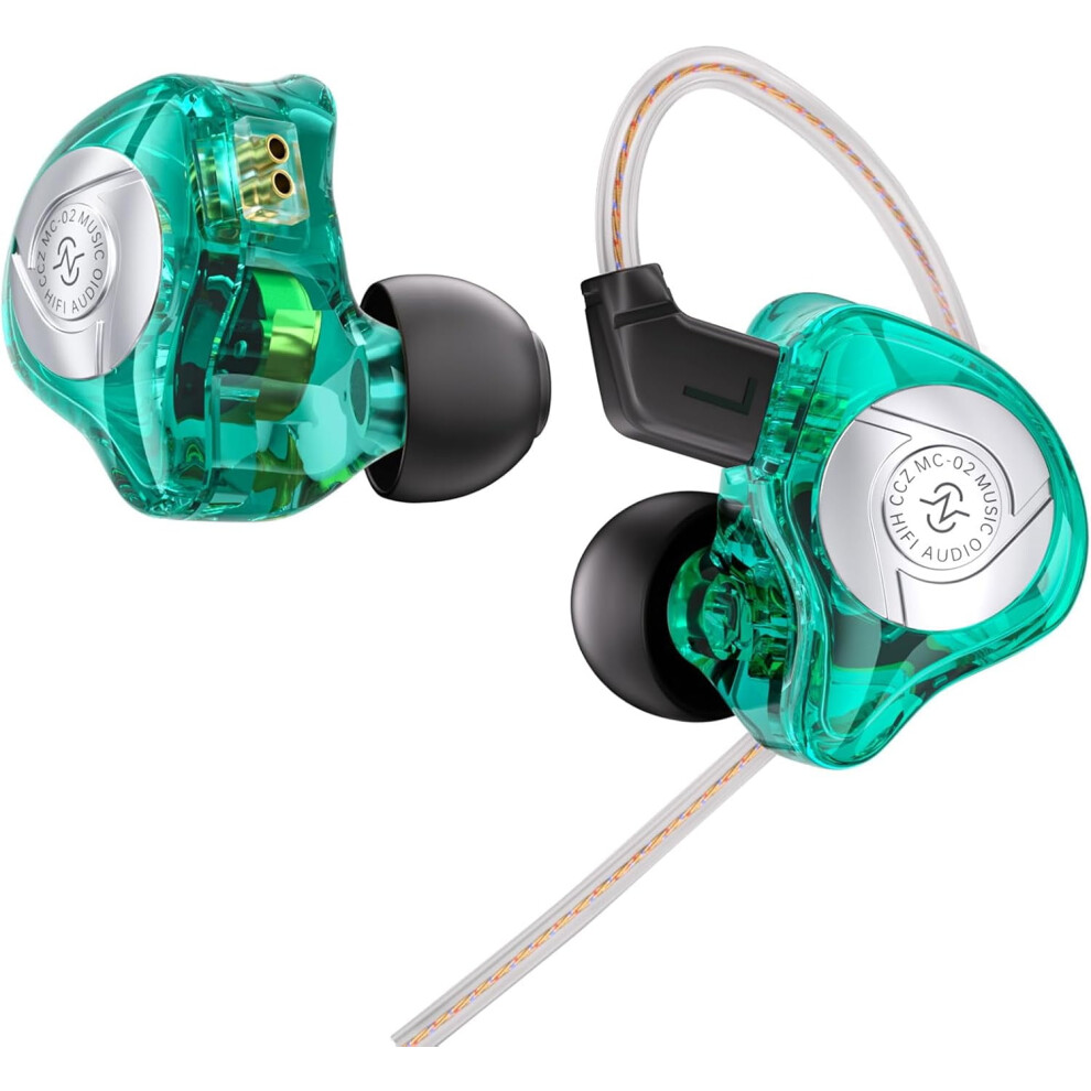 Ccz Mc02 Hifi Iem For Gaming Â 10Mm 1Dd Wired Earbuds, Clear Compatible With Computer/Laptop/School Use (No Mic) Cyan 9023022493521