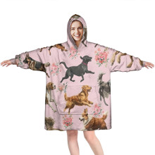 Wearable Oversized Blanket Hoodie for Adults – Cozy Fuzzy Pullover with Super Pockets, Compatible with Pioneer Flower Design