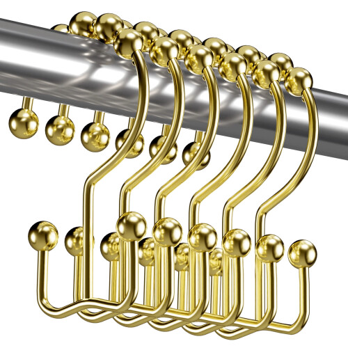 Goldene Edelstahl-Doppelduschvorhanghaken, 12er-Pack
