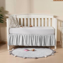 Jupe de lit bébé à volants et pompons, 71 x 132 cm, 36 cm