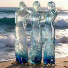 Statue des Trois Sœurs en résine transparente – Amitié artisanale