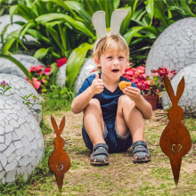 Eiserne -Gartenstecker, Niedliche Rostige Hasen-Gartenschilder, Hasen-Gartenstecker für die Dekoration Von Terrasse und Rasen