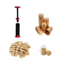 DIAH DO IT AT HOME Home Brew Wine Closing Kit Hand Corker - 20 Corks and 100 Gold Shrink Caps