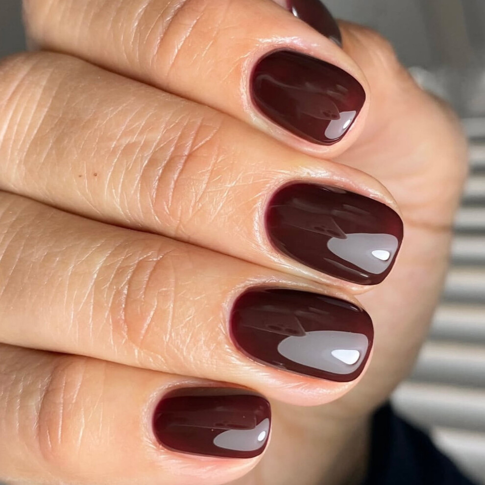 24Pcs Square Fake Nails Press On Nails Artificial Nails False Nails Glues On Nails Wine Red Designs French Nails Tips