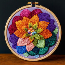 Abstract Mandala Punch Needle Kit for Beginners – DIY Yarn Embroidery Set with Printed Pattern & Hoop (20x20cm), Compatible with Punch Needle Tools