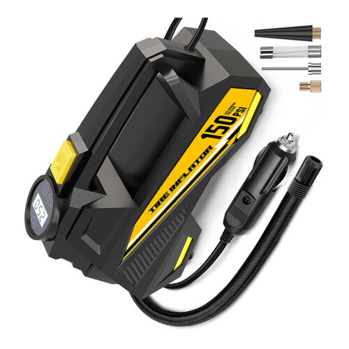 Draagbare luchtcompressor met digitale meter, 12V oplaadbaar.