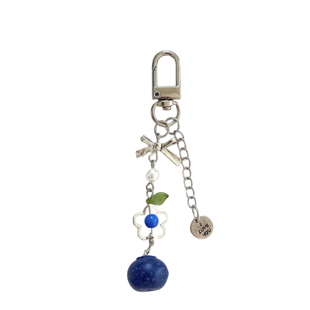 Blueberry Shaped Phone Charm Keychain For Women Girls Lovely Spring Sturdy Alloy Metal Chain Versatile Daily Use 9336866631876