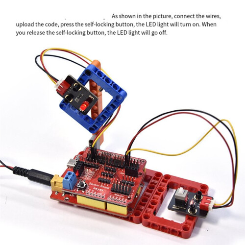 Módulo de Botão com Travamento Automático, Blocos de Construção Eletrônicos DIY para /Microbit com Caixa 2