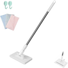 Snap and Grip Mop Retractable Mini Gap Cleaner, Zero Touch Flat Mop with Locking Head & Cloths, 39.3in Handle for Home Multi-Surface Cleaning