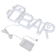 LED Neon Sign BAR Shape USB/Battery Powered, 35.5x14.5cm White