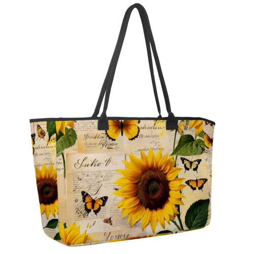 Γυναικεία τσάντα Tote Retro με σχέδιο ηλίανθου, μεγάλη, 1 τεμ.