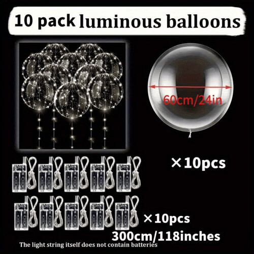 Ensemble de 20 ballons à bulles LED lumineux