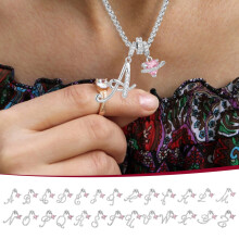 Pink Heart Diamond Crystal Initial Pendant Necklace Women