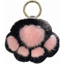 Porte-clés patte de chat en peluche douce rose (1 pièce)