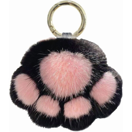 Porte-clés patte de chat en peluche douce rose (1 pièce)