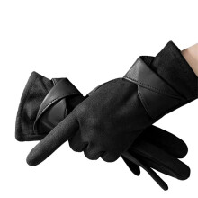 Damen-Touchscreen-Handschuhe aus gebürstetem Fleece, schwarz
