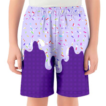 Childrens Casual Ice Print Shorts Baseball Elastic Waistband with Pocket for Boys Girls 2 14 Years Playwear,Z01 Dark Purple,5-6 Years