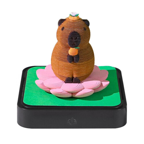 Bloco de notas em formato de escultura de capivara 3D com luz LED.