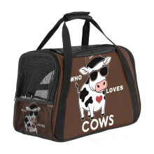 Sac de transport portable marron Ă motif animal pour petits chiens