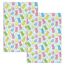 2 Pcs Funny Kitchen Towels, Easter and Bunnies Light Blue Stripe Pattern Microfiber Dish Towels 18"x26", Decorative Tea Towel Set