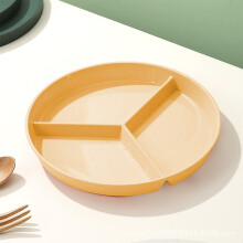 Lightweight Divided Dinner Plates 10 In Round Plastic Buffet Plates Stackable Yellow Three-Cell Grid Plates