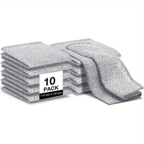 Lot de 10 torchons à vaisselle réutilisables en polyester