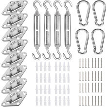 Kit de fixation pour voile d'ombrage, 80 pièces en acier inoxydable