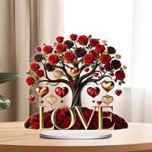 Decorațiune de masă cu trandafir acrilic, 20 cm