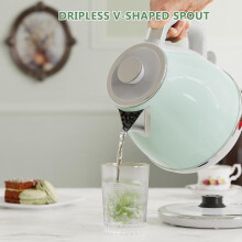 1500W 1.0L Stainless Steel Electric Tea Kettle, BPA-Free, Auto Shut-Off & Boil-Dry Protection, Retro Design