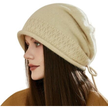 Gorro de punto cálido holgado de mezcla de lana para mujer