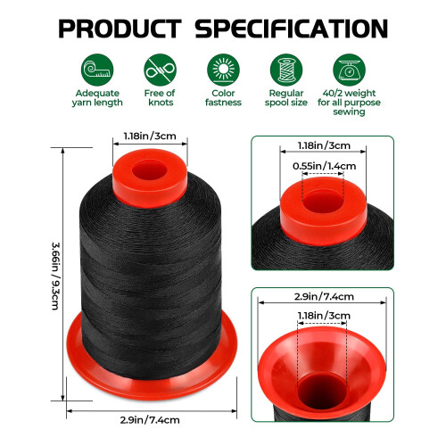 Nylon-Polstergarn, 1000 m, Schwarz 1