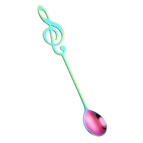Cuchara de postre de acero inoxidable con forma de clave de sol 1