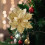 10pc Gold Christmas Tree Flower Decorations with Clips 4