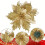 10pc Gold Christmas Tree Flower Decorations with Clips 5