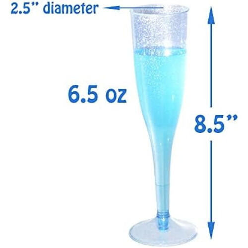 Blå Glitter Champagnefløjter 30 stk. 2