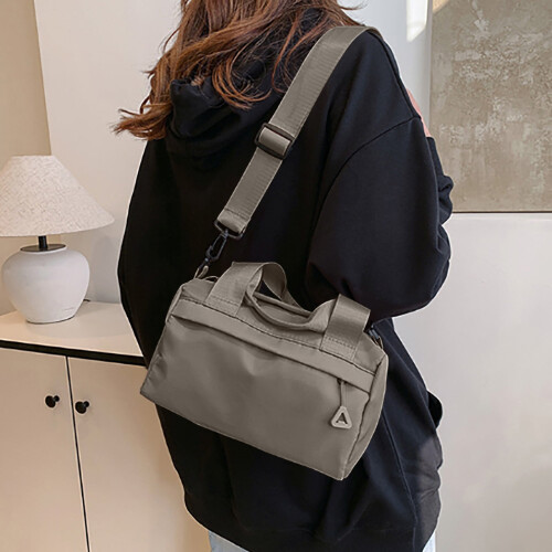 Mini gym bag grey portable duffle with detachable strap 1