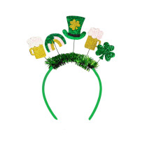 Diadema con lazo de lentejuelas y detalle de trébol