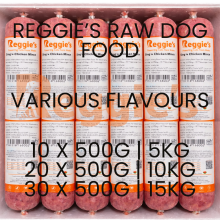 (Mix Flavours, 30) Reggie's Raw Variety Barf Diet Frozen Raw Dog Food - 500g Rolls