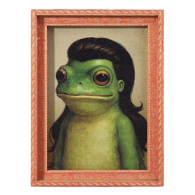 Magnes na lodówkę w kształcie żaby w stylu retro, drewniana ramka, 1 szt.